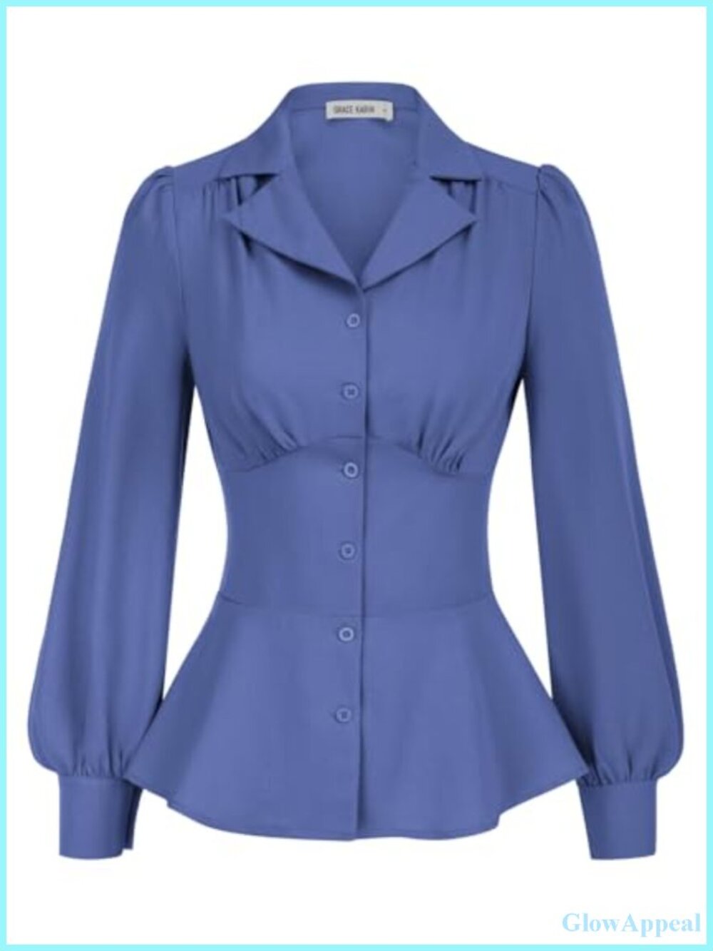 Long Sleeve Dressy Peplum Blouse Button Down Business Casual Work Tops Women - Picture 1 of 6